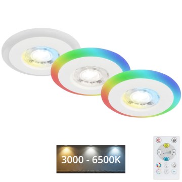 Briloner - SADA 3x LED RGBW Stmievateľné kúpeľňové podhľadové svietidlo LED/5W/230V 3000-6500K IP44 + diaľkové ovládanie