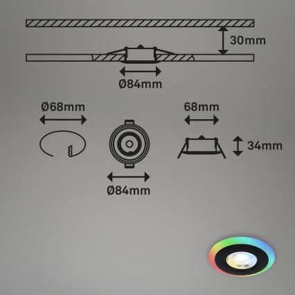 Briloner - SADA 3x LED RGBW Stmievateľné kúpeľňové podhľadové svietidlo LED/5W/230V 3000-6500K IP44 + diaľkové ovládanie