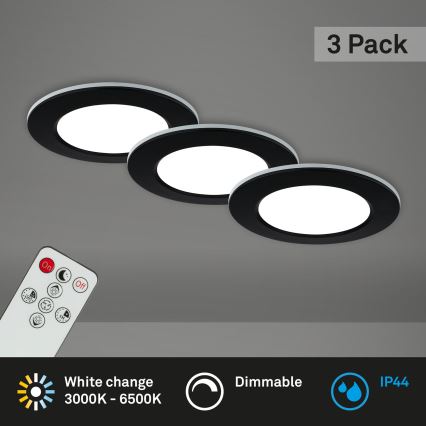 Briloner - SADA 3x LED Stmievateľné kúpeľňové podhľadové svietidlo svítidlo LED/4,8W/230V 3000-6500K IP44 + diaľkové ovládanie