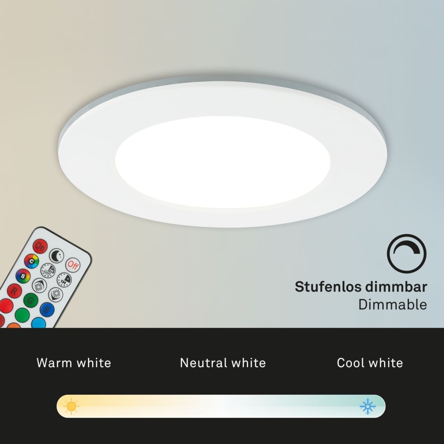 Briloner - SADA 3x RGBW LED Stmievateľné kúpeľňové podhľadové svietidlo LED/4,8W/230V 3000-6500K IP65 + diaľkové ovládanie