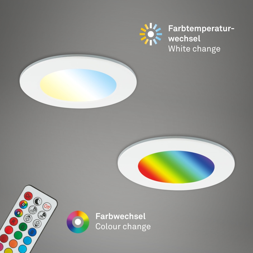 Briloner - SADA 3x RGBW LED Stmievateľné kúpeľňové podhľadové svietidlo LED/4,8W/230V 3000-6500K IP65 + diaľkové ovládanie