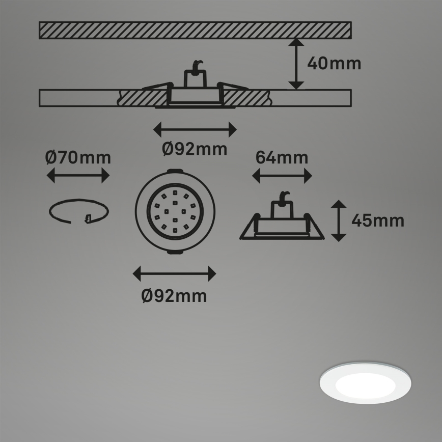 Briloner - SADA 3x RGBW LED Stmievateľné kúpeľňové podhľadové svietidlo LED/4,8W/230V 3000-6500K IP65 + diaľkové ovládanie
