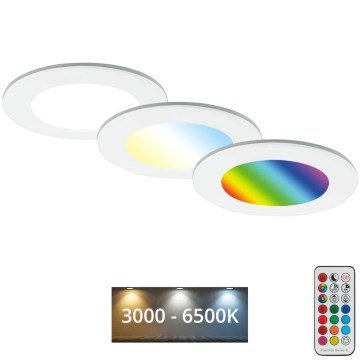 Briloner - SADA 3x RGBW LED Stmievateľné kúpeľňové podhľadové svietidlo LED/4,8W/230V 3000-6500K IP65 + diaľkové ovládanie