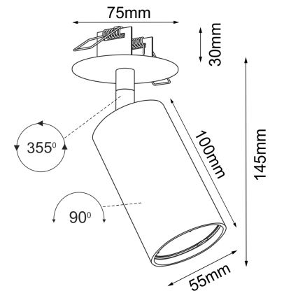 Brosline - Podhľadové bodové svietidlo 1xGU10/10W/230V čierne