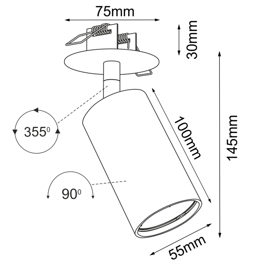 Brosline - Podhľadové bodové svietidlo 1xGU10/10W/230V čierne