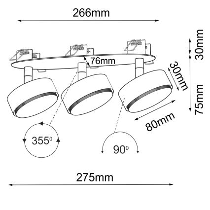 Brosline - Podhľadové bodové svietidlo 3xGX53/9W/230V čierne