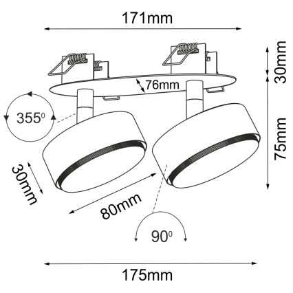 Brosline - Zapustené bodové svietidlo 2xGX53/9W/230V biele
