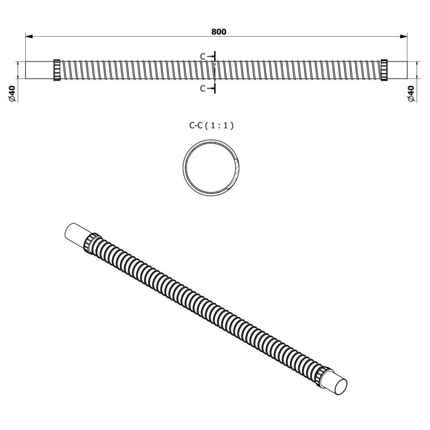 Bruckner - Flexi prepojovacia rúrka 80 cm biela
