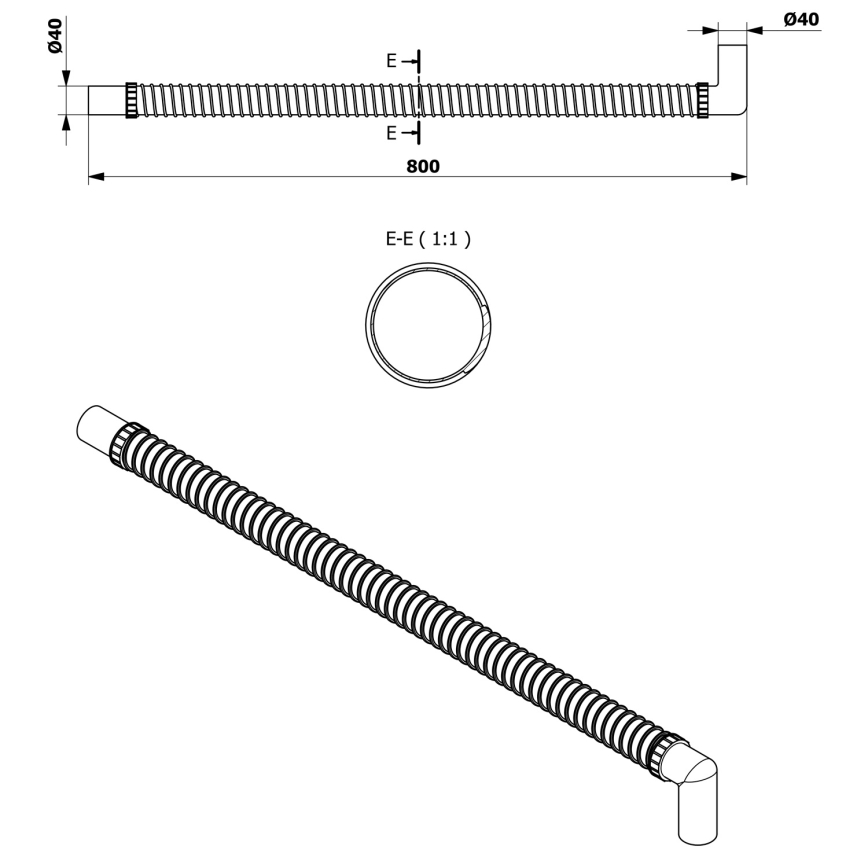 Bruckner - Flexi prepojovacia rúrka koleno 80 cm biela