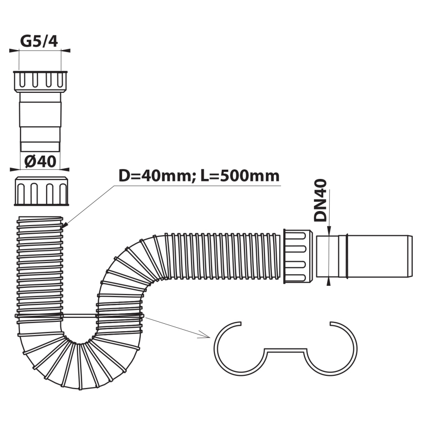 Bruckner - Flexi umývadlový sifón DN40 biela