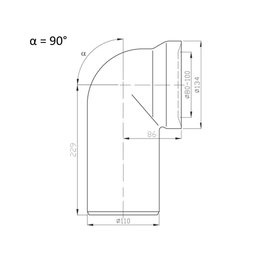 Bruckner - Koleno 90° dopojenie k WC 11 cm biela