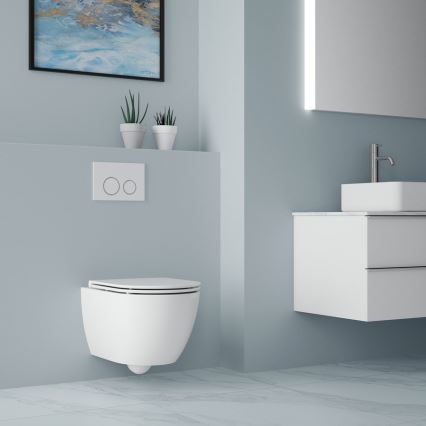 Bruckner - Závesné WC Vortex Rimless FULDA keramika/biela
