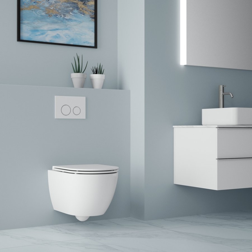 Bruckner - Závesné WC Vortex Rimless FULDA keramika/biela