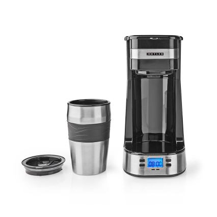 Butler - Kávovar na jednu šálku 0,4 l s časovačom a cestovným hrnčekom 750W/230V nerez/čierna