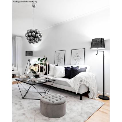 ByRydens - LED Stojacia lampa ORLANDO 1xE27/5W/230V + LED/3W čierna pr. 36 cm