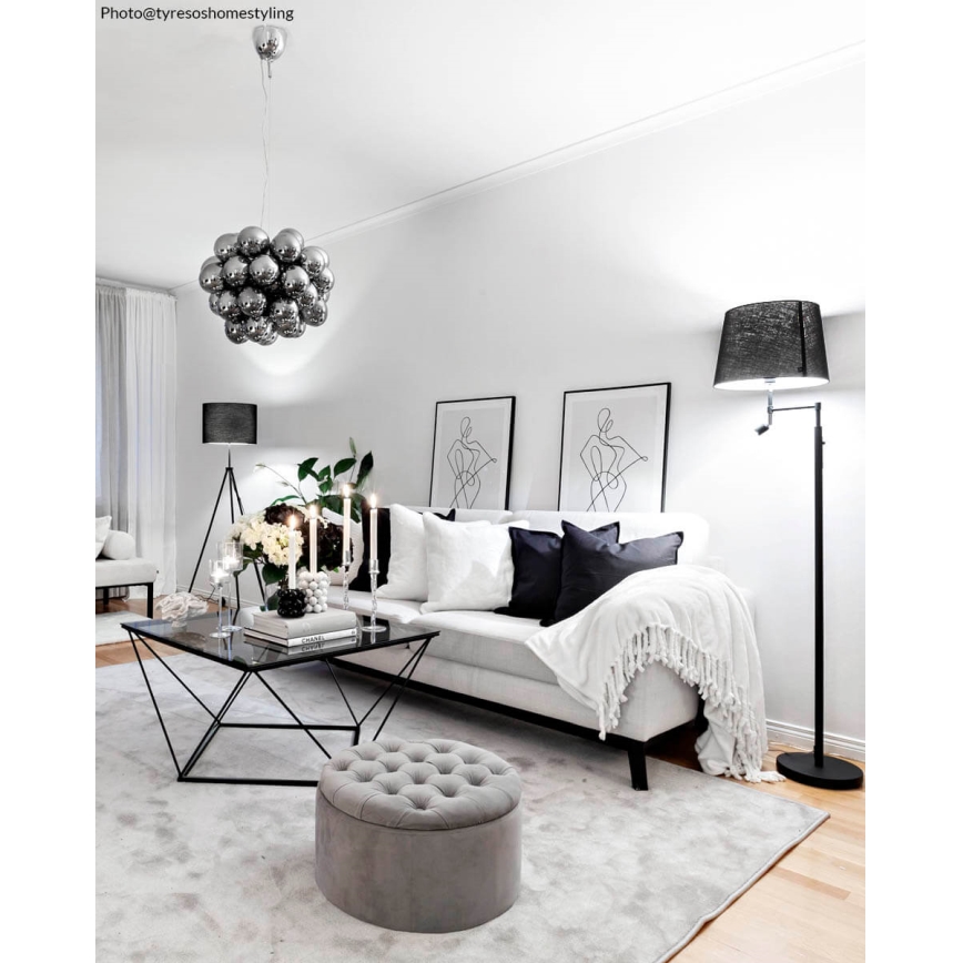 ByRydens - LED Stojacia lampa ORLANDO 1xE27/5W/230V + LED/3W čierna pr. 36 cm