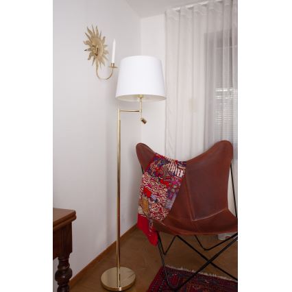ByRydens - LED Stojacia lampa ORLANDO 1xE27/5W/230V + LED/3W biela/zlatá pr. 36 cm