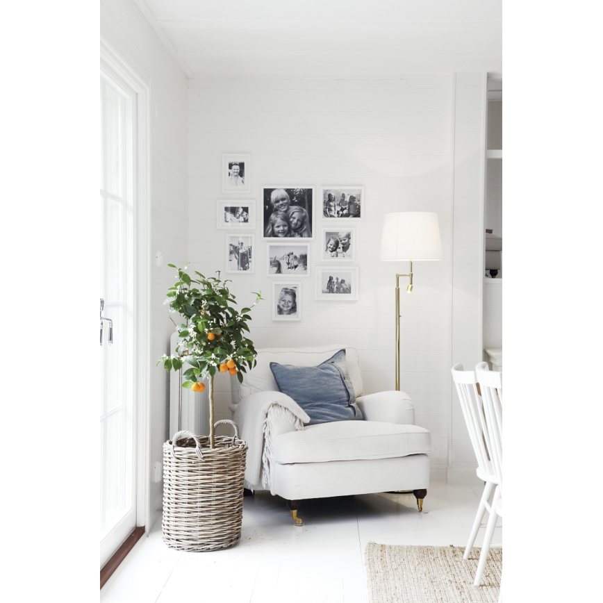 ByRydens - LED Stojacia lampa ORLANDO 1xE27/5W/230V + LED/3W biela/zlatá pr. 36 cm