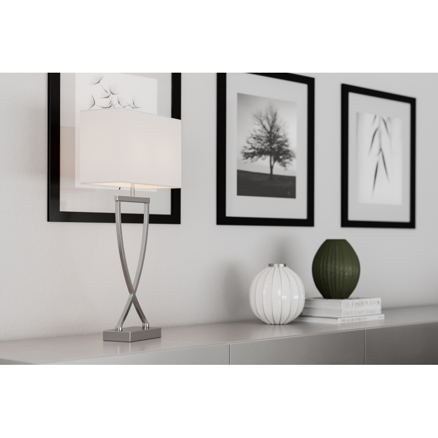 ByRydens - Stolná lampa OMEGA 1xE27/5W/230V biela/lesklý chróm