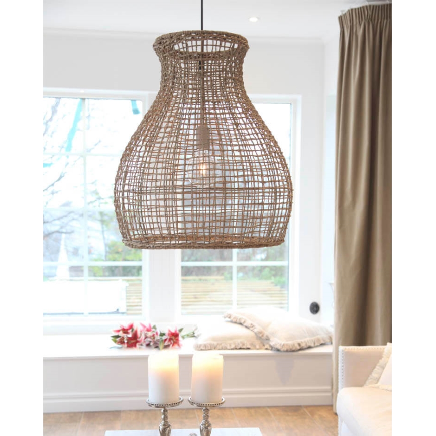 ByRydens - Luster na lanku SEAGRASS 1xE27/8W/230V béžová pr. 49 cm