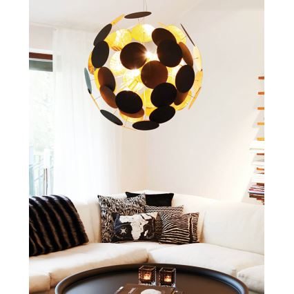 ByRydens - Luster na lanku PLANET 4xE14/5W/230V čierna/zlatá pr. 50 cm