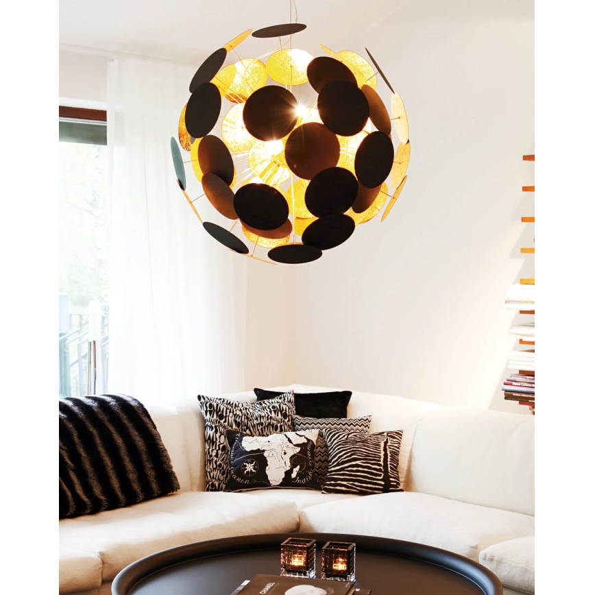 ByRydens - Luster na lanku PLANET 4xE14/5W/230V čierna/zlatá pr. 50 cm