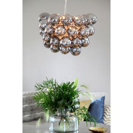 ByRydens - Luster na lanku GROSS 8xG9/4W/230V dymová/čierna pr. 50 cm