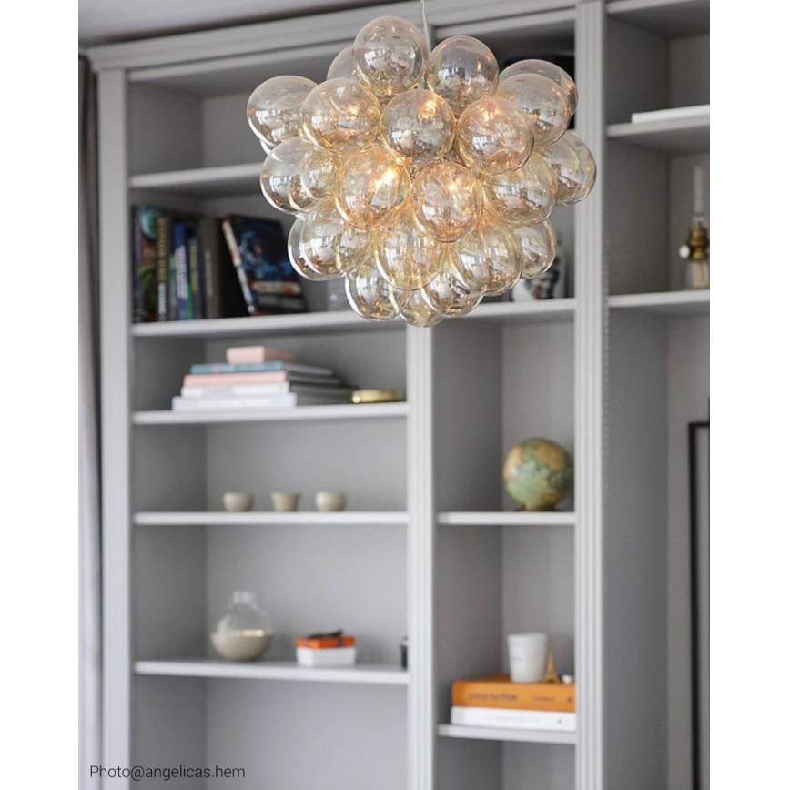 ByRydens - Luster na lanku GROSS 8xG9/4W/230V dymová/hnedá pr. 50 cm
