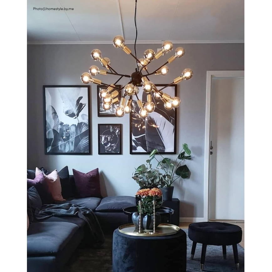 ByRydens - Luster na lanku HEROES 24xE27/5W/230V čierna pr. 80 cm