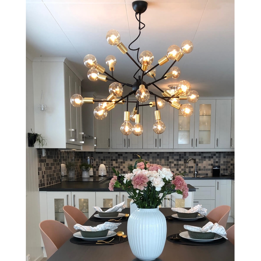 ByRydens - Luster na lanku HEROES 24xE27/5W/230V čierna pr. 80 cm