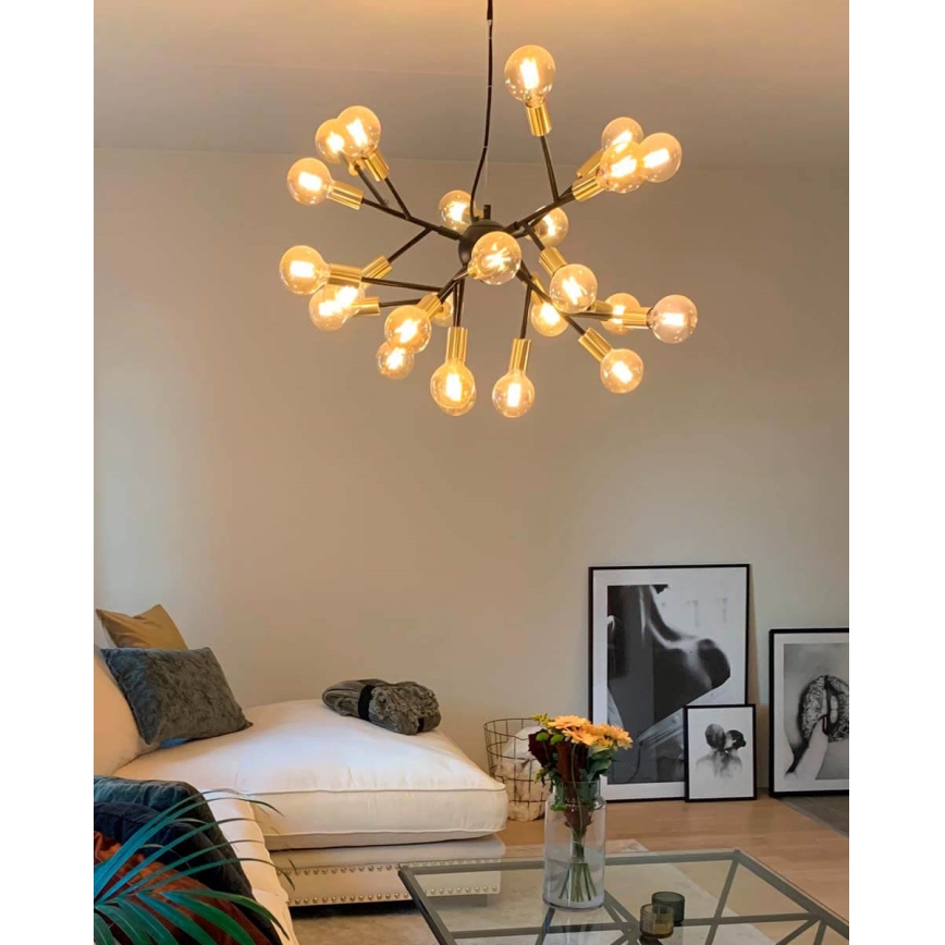 ByRydens - Luster na lanku HEROES 24xE27/5W/230V čierna pr. 80 cm