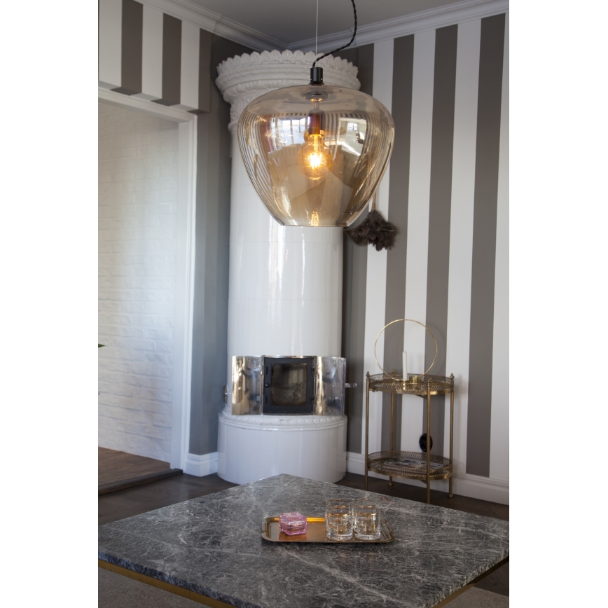 ByRydens - Luster na lanku BELLISSIMO 1xE27/8W/230V dymová/hnedá pr. 40 cm