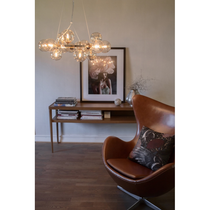ByRydens - Luster na lanku SPLENDOR 25xG9/5W/230V dymová/hnedá