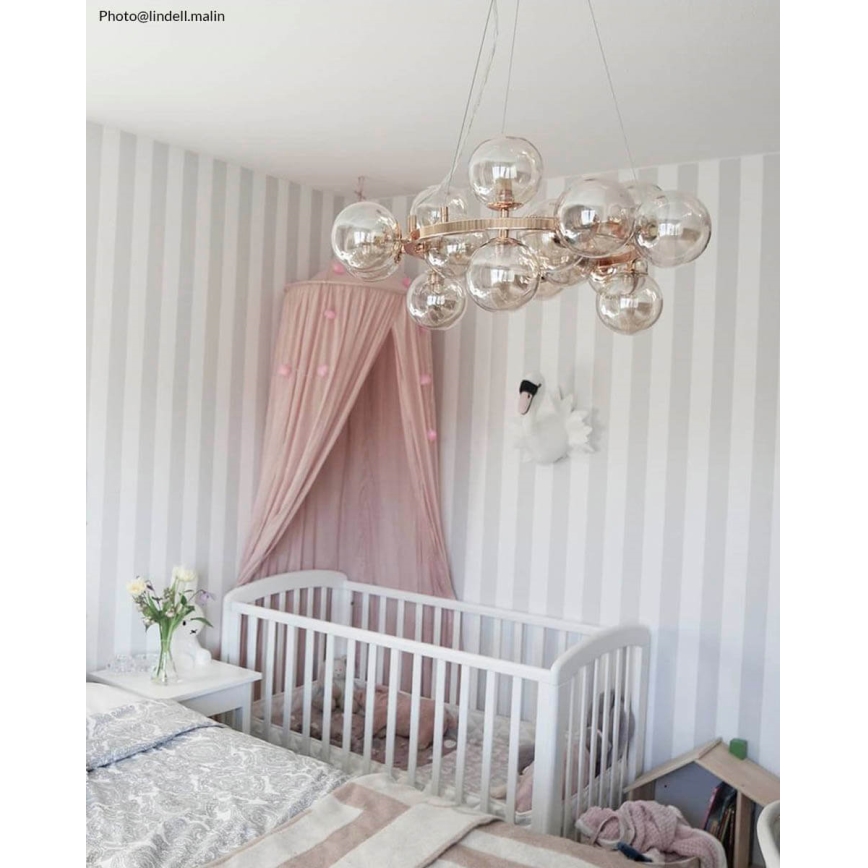 ByRydens - Luster na lanku SPLENDOR 15xG9/5W/230V dymová/hnedá pr. 58 cm