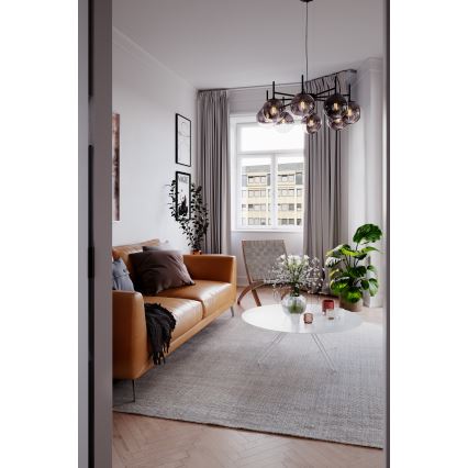 ByRydens - Luster na lanku BOYLE 8xE27/5W/230V dymová/čierna pr. 83 cm