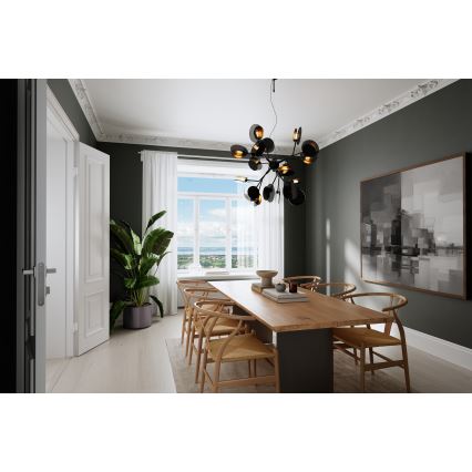 ByRydens - Luster na lanku TURNO 18xG9/4W/230V zlatá/čierna pr. 80 cm
