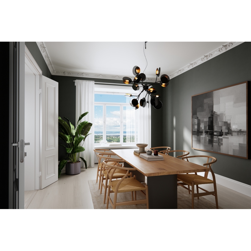 ByRydens - Luster na lanku TURNO 18xG9/4W/230V zlatá/čierna pr. 80 cm