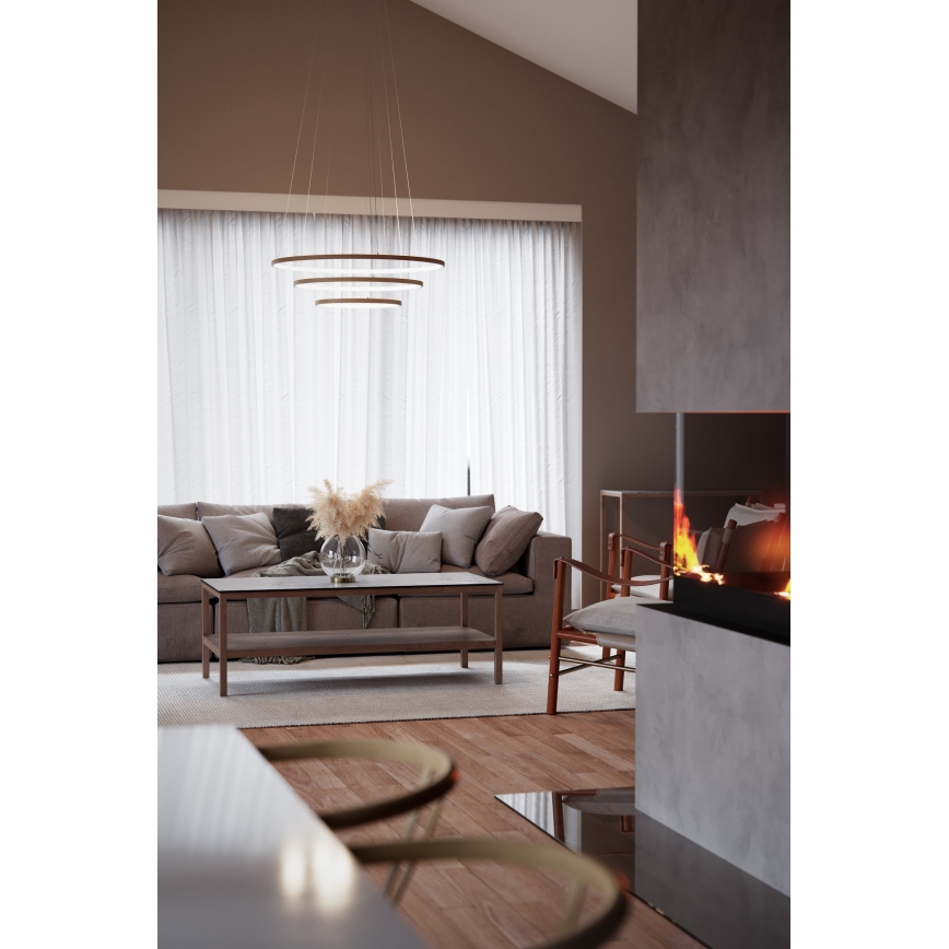 ByRydens - LED Luster na lanku TRIONE LED/45W/230V hnedá pr. 80 cm