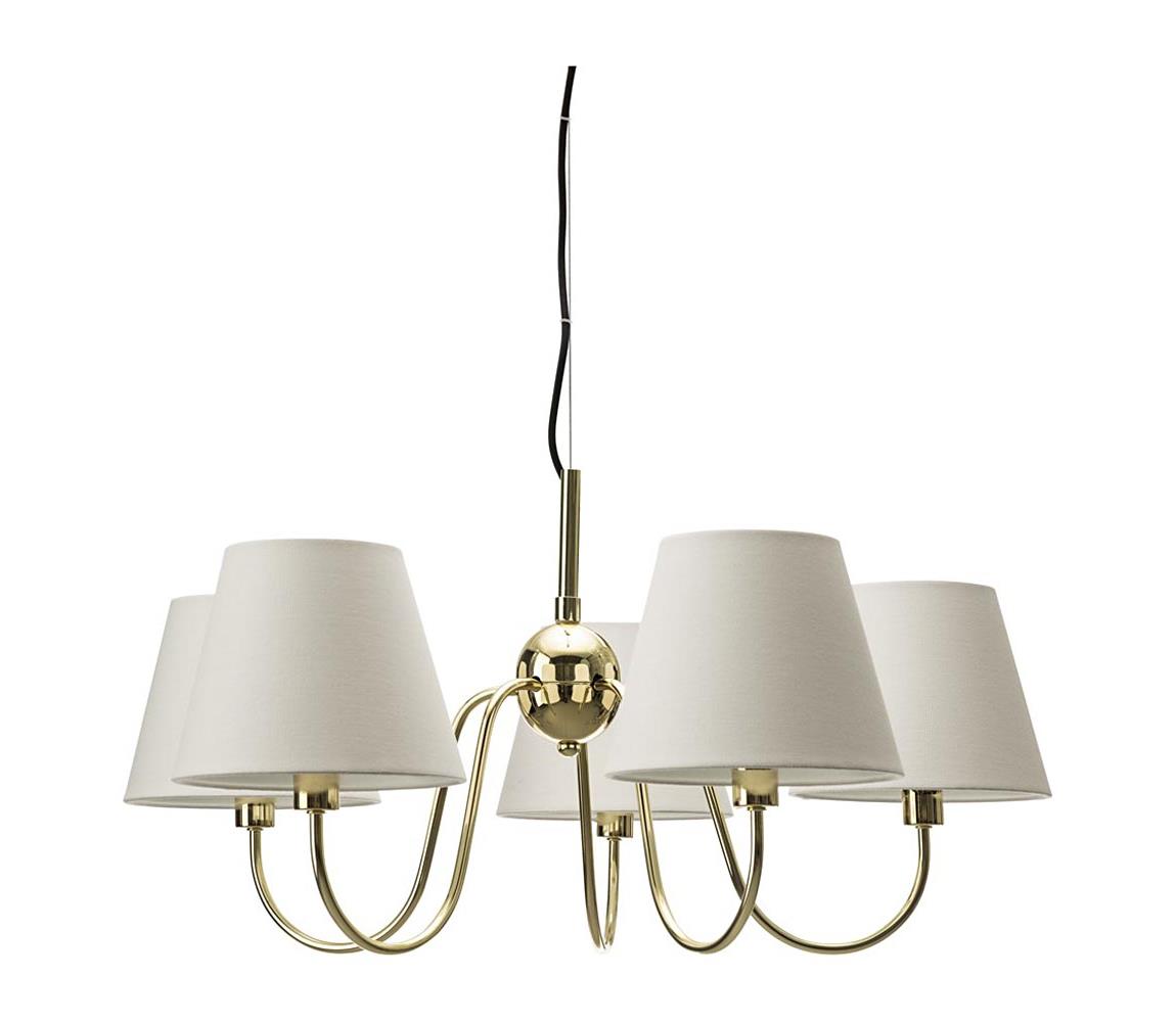 ByRydens 4202720-6509 - Luster na lanku LYNF 5xE14/8W/230V mosadz/biela 4202720-6509