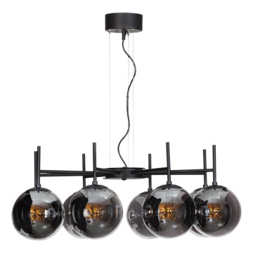 ByRydens - Luster na lanku BOYLE 8xE27/5W/230V dymová/čierna pr. 83 cm