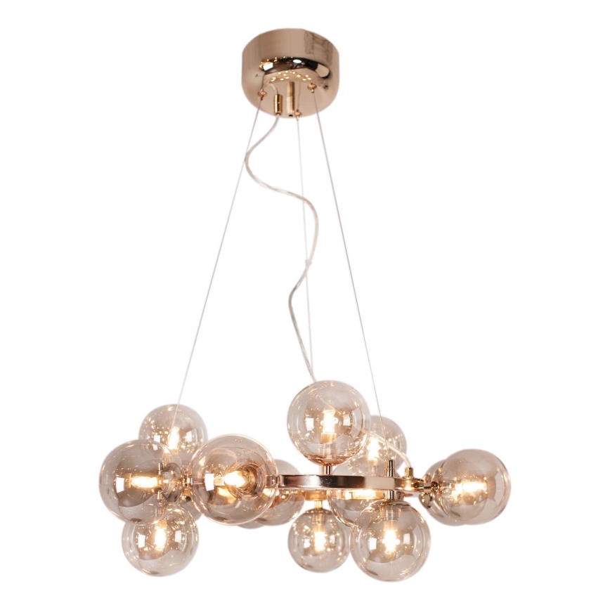 ByRydens - Luster na lanku SPLENDOR 15xG9/5W/230V dymová/hnedá pr. 58 cm