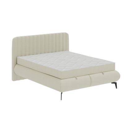 Čalúnená posteľ ALEXA 160 × 200 cm s matracmi a úložným priestorom, béžová