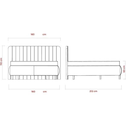 Čalúnená posteľ ALEXA 160 × 200 cm s matracmi a úložným priestorom, béžová