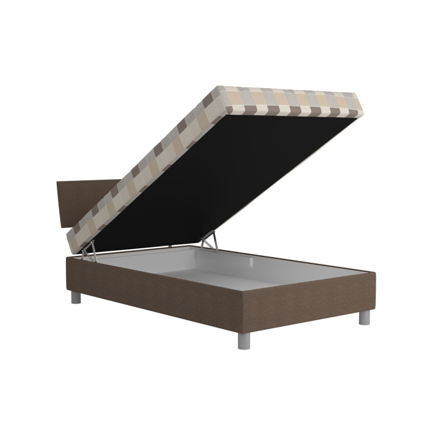 Čalúnená posteľ GEORGE 120x200 cm s úložným priestorom a matracom, hnedá