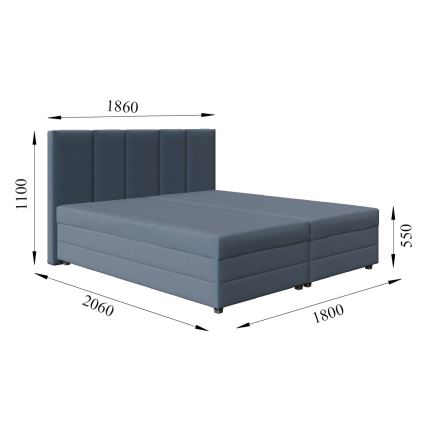 Čalúnená posteľ s pružinovou matracou a úložným priestorom ISABEL 180x200 sivá