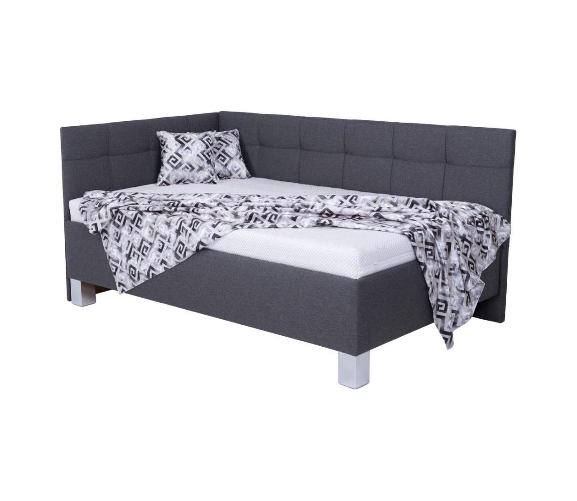 Čalúnená posteľ MARIA PETITE 120x200 cm s matracom a úložným priestorom, sivá 8590828933267