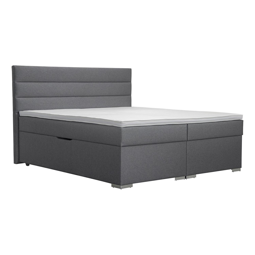Čalúnená posteľ NEW BOLERO 160x200 cm s úložným priestorom a matracami s topperom, sivá