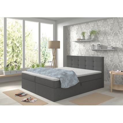 Čalúnená posteľ s matracmi a topperom s úložným priestorom EMBER 180x200 cm antracit