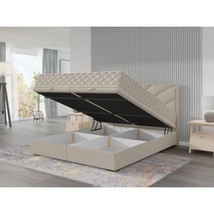 Čalúnená posteľ s matracmi a úložným priestorom GINA 180x200 cm béžová