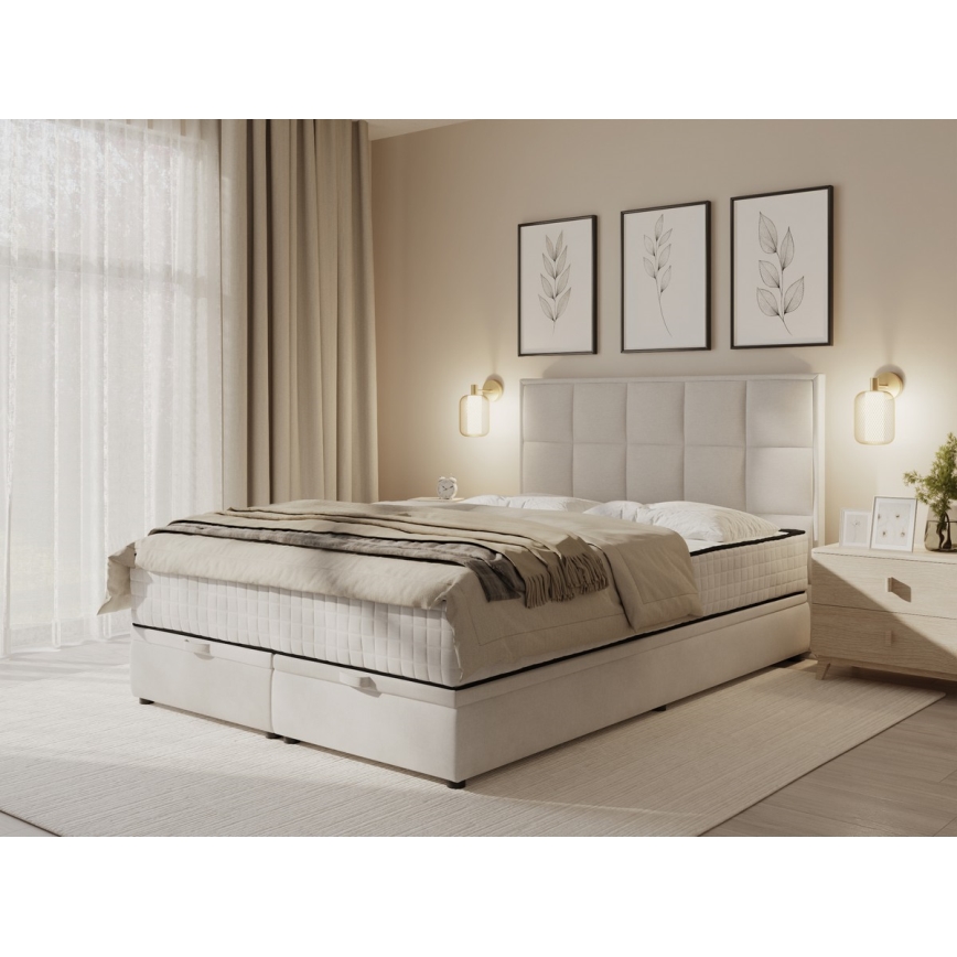 Čalúnená posteľ s matracmi a úložným priestorom GRACE 160x200 cm béžová